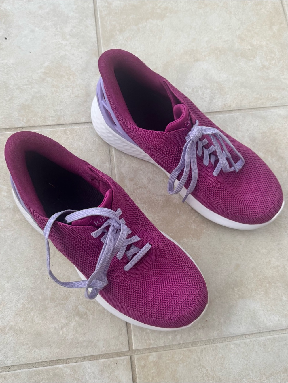 Kizik Athens HandsFree Sneakers Women 9 Men 7.5 Purple Magenta Knit Slip On Shoe